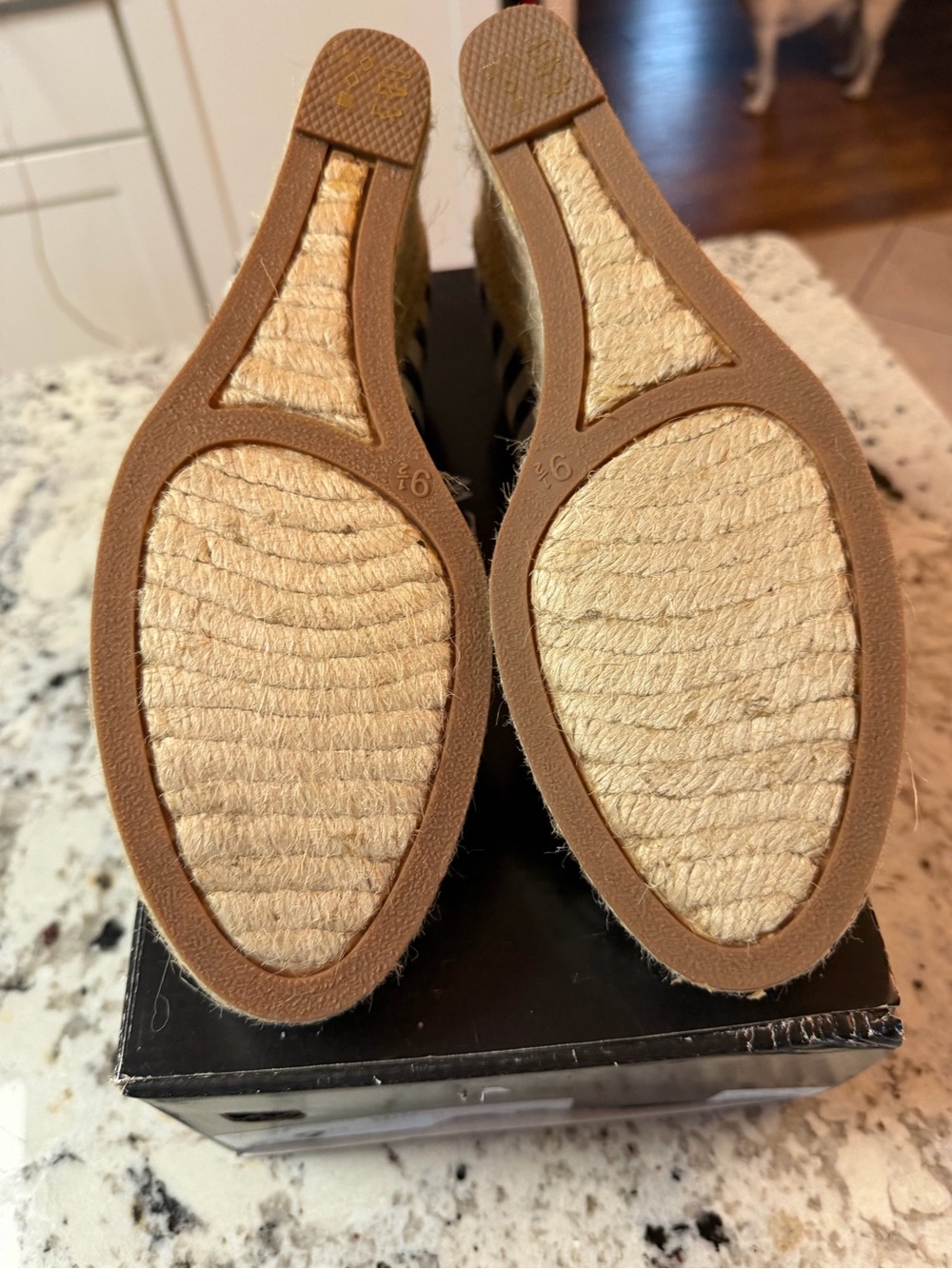 J. Crew Navy and White Gingham Espadrille Wedge Heels - Picture 5 of 7